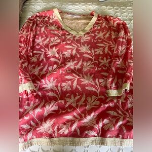 Size L Gretchen Scott lightweight tunic in light coral and beige